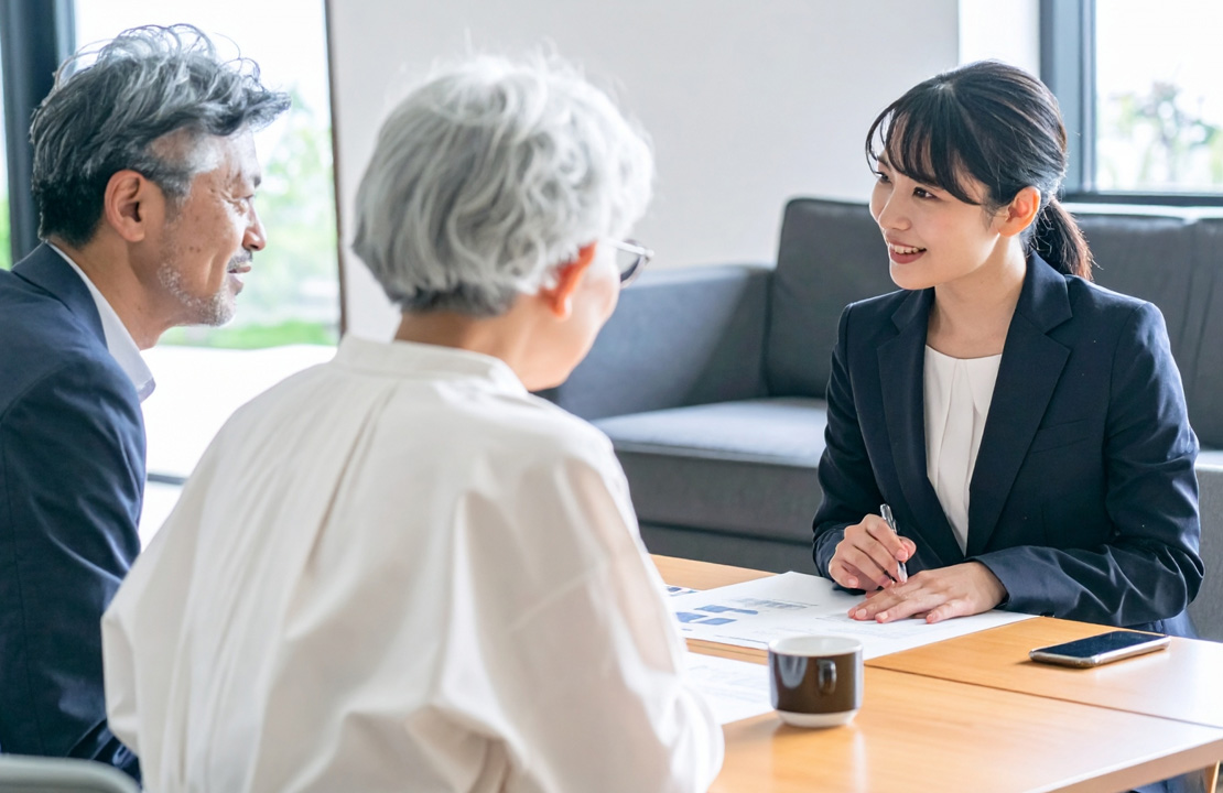 老夫婦と女性の会話
